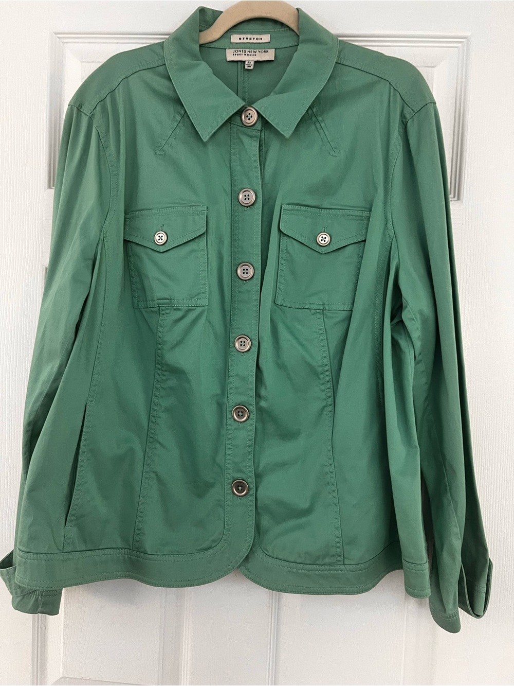 Jones New York Green Button-Front Utility Jacket